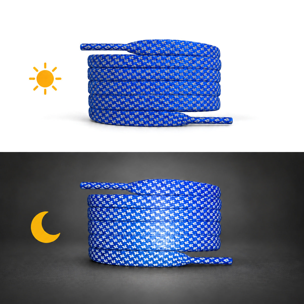 Blauw – veters reflecterend plat blauw 02 dag nacht