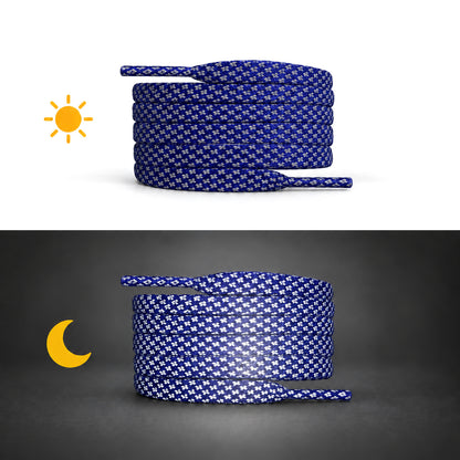 Blauw donker – veters reflecterend plat blauw donker 02 dag nacht