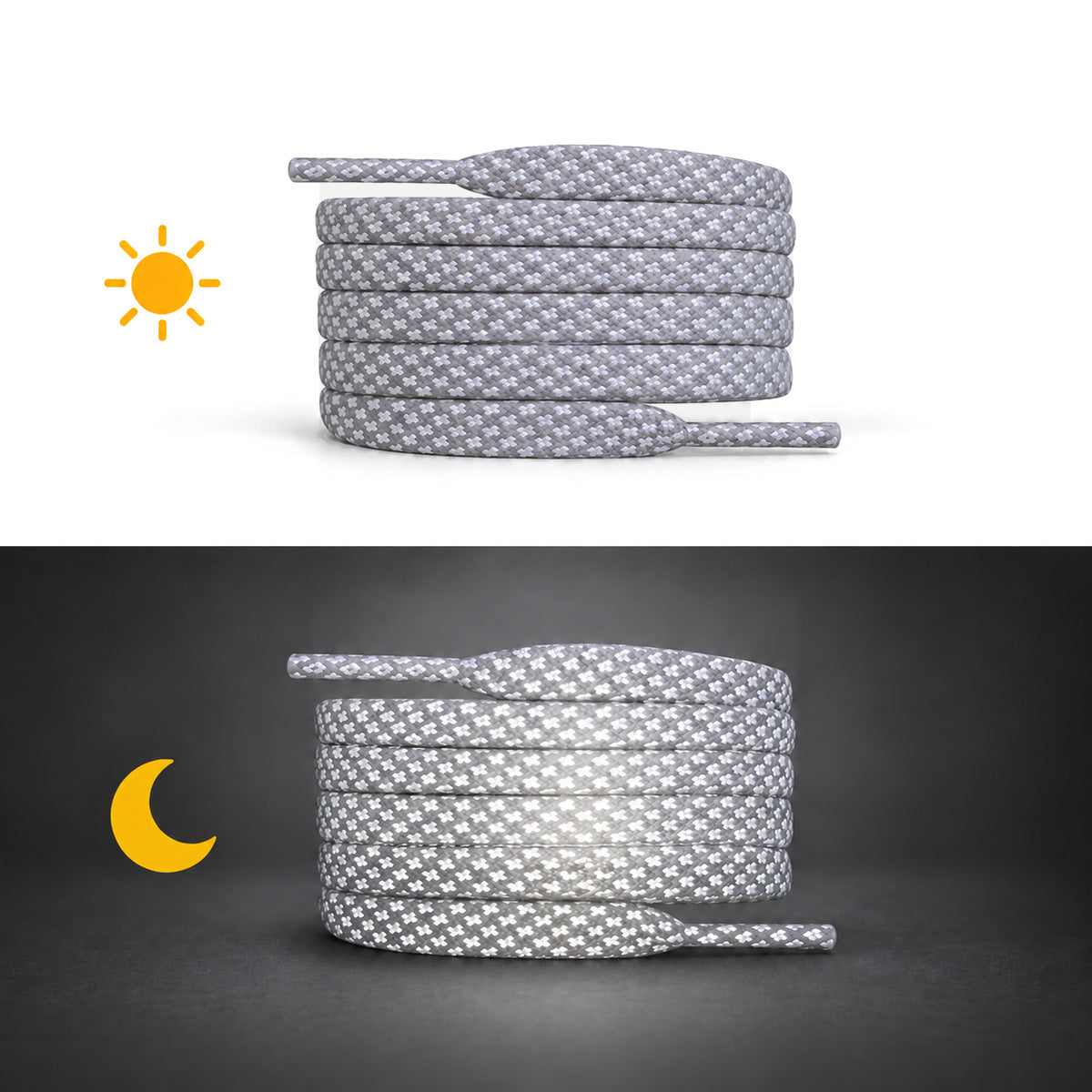 Grijs licht – veters reflecterend plat grijs licht 4 02 dag nacht