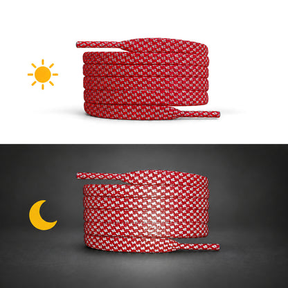 Rood – veters reflecterend plat rood 02 dag nacht