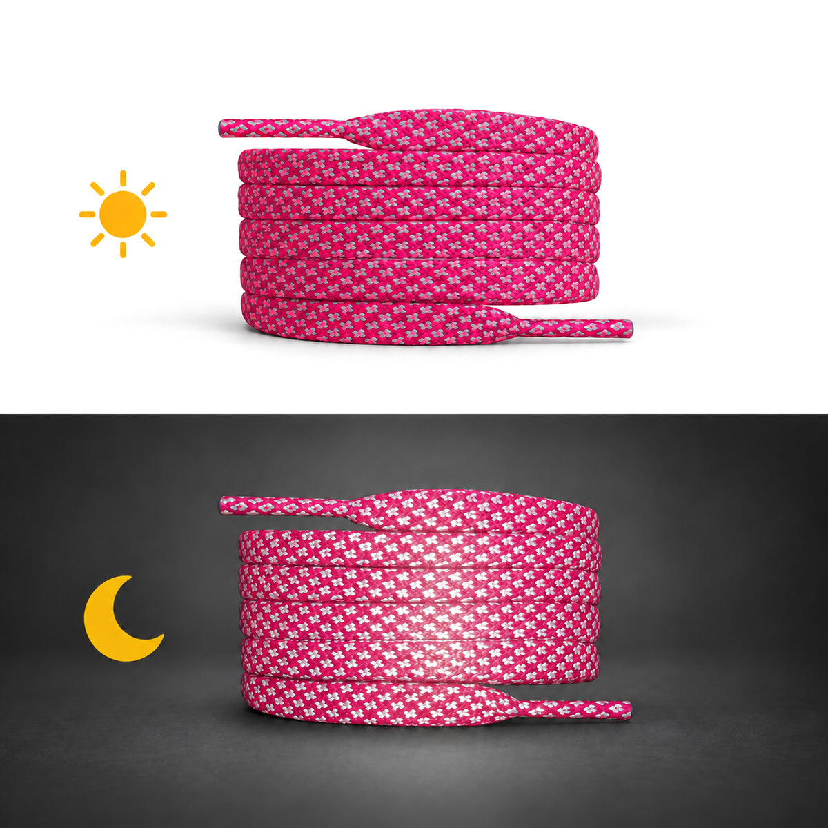 Pink – veters reflecterend plat roze 02 dag nacht