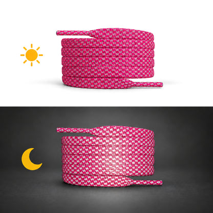 Pink – veters reflecterend plat roze 02 dag nacht
