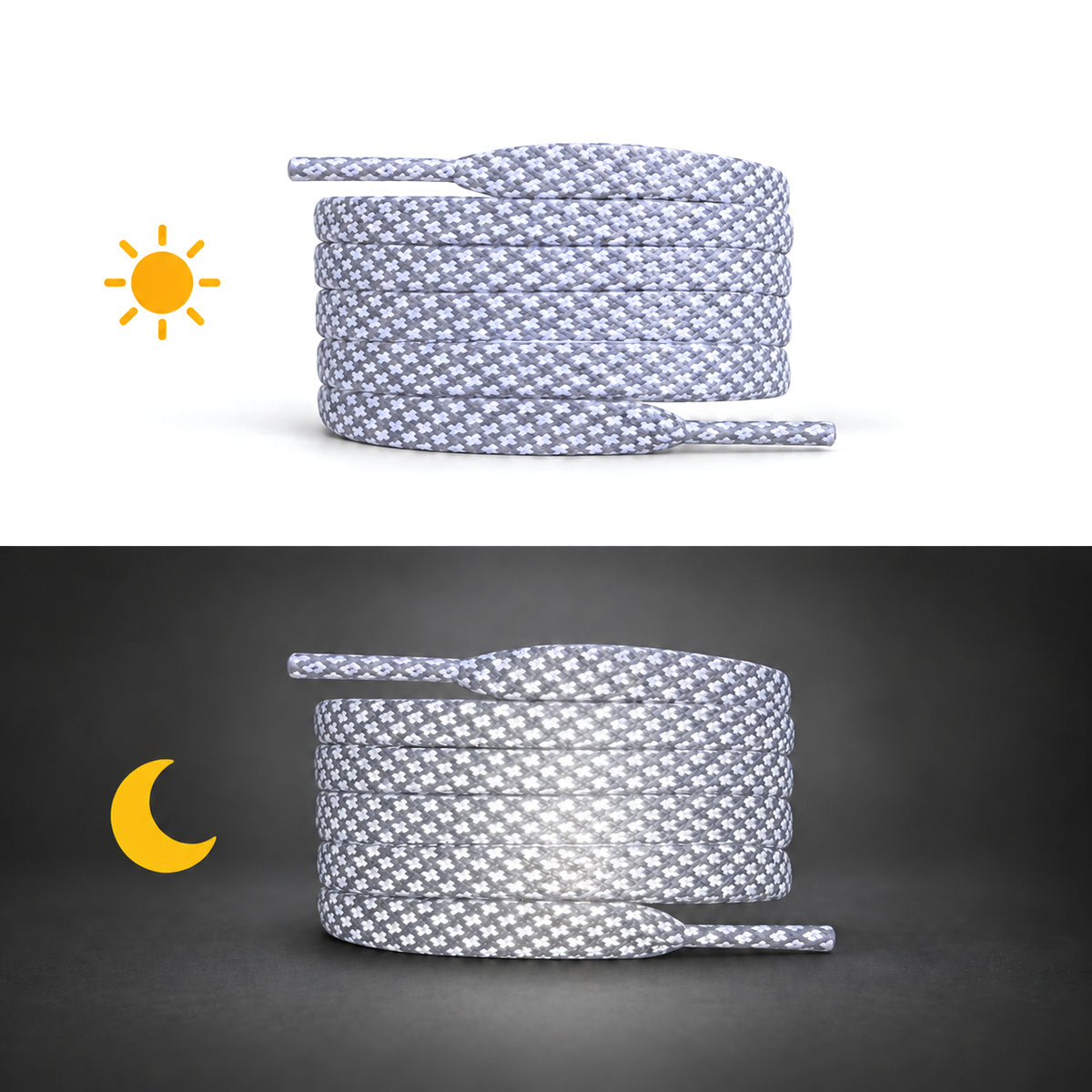 Wit – veters reflecterend plat wit 02 dag nacht