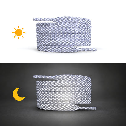 Wit – veters reflecterend plat wit 02 dag nacht